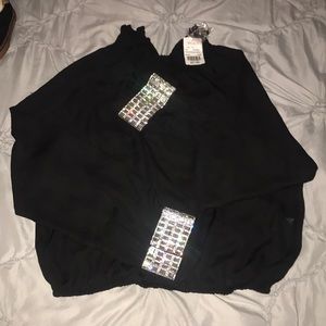 Black blouse long sleeve with rhinestones